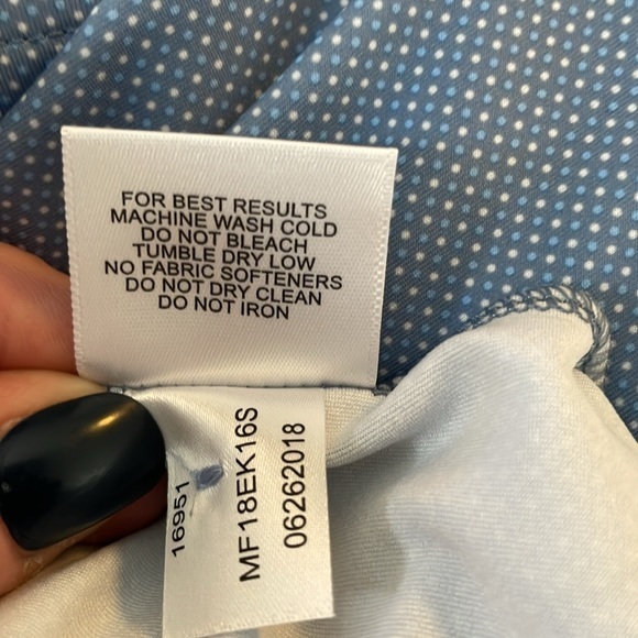 Peter Millar Short Sleeve‎ Light Blue Polo with White Polka Dots Men’s Size XL - Picture 7 of 8